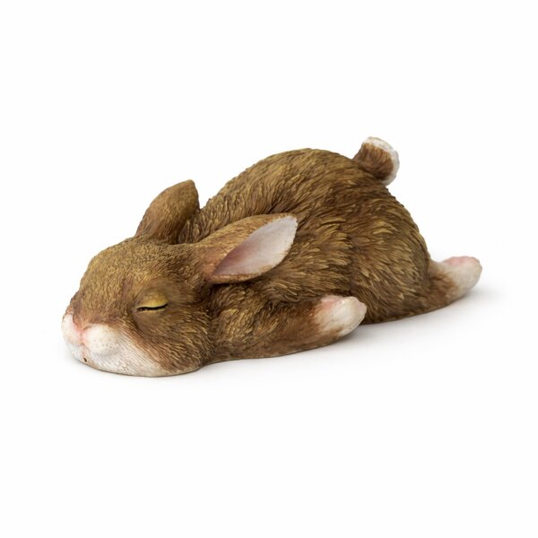 Schlafender Hase Dekofigur aus Kunstharz – naturgetreu & liebevoll gestaltet (14 cm)
