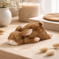 Schlafender Hase Dekofigur aus Kunstharz – naturgetreu & liebevoll gestaltet (14 cm)