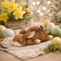 Schlafender Hase Dekofigur aus Kunstharz – naturgetreu & liebevoll gestaltet (14 cm)