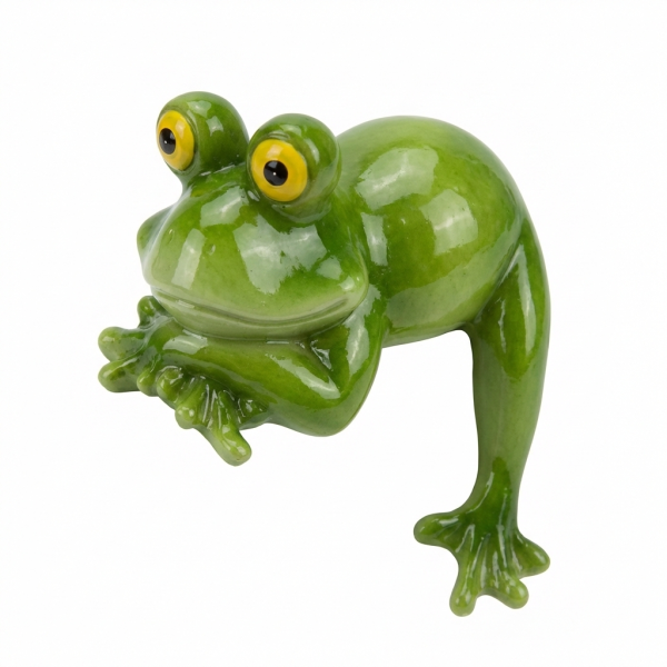 Kantenhocker Frosch liegend – Dekofigur aus Polyresin für Garten & Zuhause