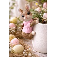 Hase Dekofigur aus Kunstharz Topfhänger  – naturgetreu & liebevoll gestaltet (14 cm)
