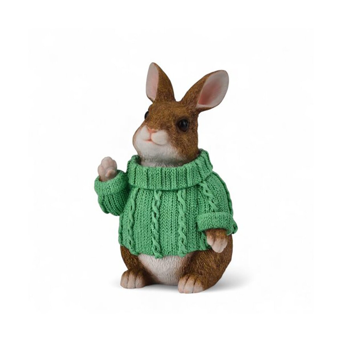 Deko Hase mit grünem Pullover – Hasenfigur aus Kunstharz 23,5 cm, 24,95 €