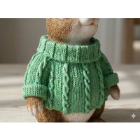 Deko Hase mit grünem Pullover – Sitzende Hasenfigur aus Kunstharz 23,5 cm