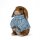 Deko Hase mit Blauem Pullover – Sitzende Hasenfigur aus Kunstharz 23,5 cm