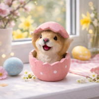 Dekofigur Hase im Ei – Osterfigur aus Kunstharz 11 cm