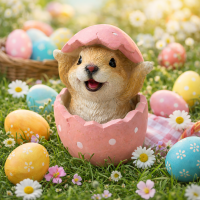 Dekofigur Hase im Ei – Osterfigur aus Kunstharz 11 cm