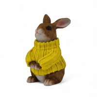 Deko Hase mit gelbem Pullover – Sitzende Hasenfigur...