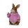 Deko Hase mit Rosa Pullover – Sitzende Hasenfigur aus Kunstharz 23,5 cm