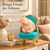 Dekofigur Schwein auf Sessel – humorvolle Tierfigur aus Polyresin 22 cm