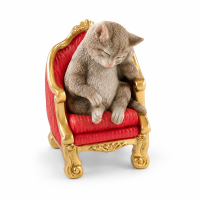 Dekofigur Katze auf Sessel – elegante Tierfigur aus...
