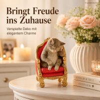 Dekofigur Katze auf Sessel – elegante Tierfigur aus Polyresin 20 cm