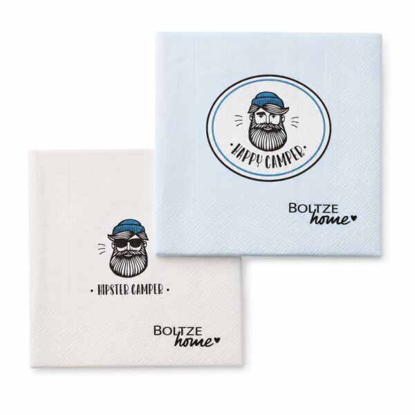 Papierservietten Camper 16,5x16,5cm Weiß - Papier Tischdeko Camping