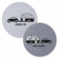 Runde Tischsets im 2er-Set „Camper Life“ & „Happy Camper“ – für echtes Vanlife-Feeling am Tisch