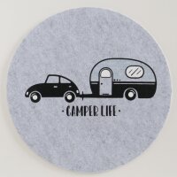 Runde Tischsets im 2er-Set „Camper Life“ & „Happy Camper“ – für echtes Vanlife-Feeling am Tisch