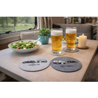 Runde Tischsets im 2er-Set „Camper Life“ & „Happy Camper“ – für echtes Vanlife-Feeling am Tisch