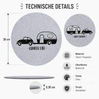 Runde Tischsets im 2er-Set „Camper Life“ & „Happy Camper“ – für echtes Vanlife-Feeling am Tisch