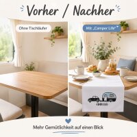 Camper Life Tischläufer aus Baumwolle – 140 x 40 cm, Schwarz/Weiß