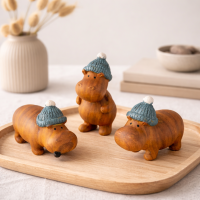 Nilpferd Dekofiguren 3er Set – Kunstharz, handgearbeitet, 6,5 cm