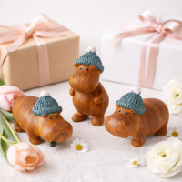 Nilpferd Dekofiguren 3er Set – Kunstharz, handgearbeitet, 6,5 cm