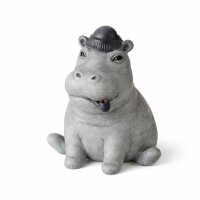 Nilpferd Dekofiguren 2er Set – Kunstharz, handbemalt, Grau 12 cm