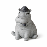 Nilpferd Dekofiguren 2er Set – Kunstharz, handbemalt, Grau 12 cm