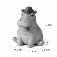 Nilpferd Dekofiguren 2er Set – Kunstharz, handbemalt, Grau 12 cm