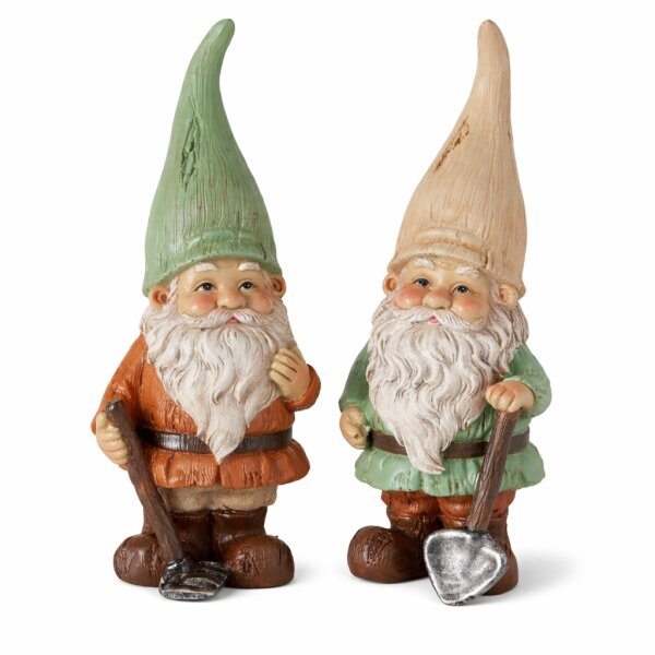 Gartenzwerge Zwergenfiguren 2er Set – Kunstharz, handbemalt, 18 cm