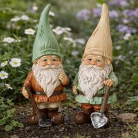 Gartenzwerge Zwergenfiguren 2er Set – Kunstharz, handbemalt, 18 cm