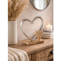 Dekoherz auf Holzsockel – Mango-Holz & Aluminium, 22 cm