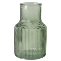 Boltze Glasvasen Set 2er – geriffelte Vasen 14 cm, Ø 9 cm, lackiertes Glas in Grün, glänzend