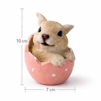 Osterdeko Hase im Ei aus Kunstharz – Dekofigur Rosa, 10 cm