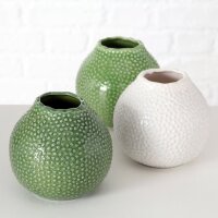 RESTPOSTEN - 1 x Boltze Vase Tessa, H 13 cm, Steingut, Einfarbig Steingut - Grün