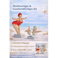 Tante Elli Figuren Set 2er – maritime Badefiguren aus Kunstharz Rot & Mint