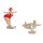 Tante Elli Figuren Set 2er – maritime Badefiguren aus Kunstharz Rot & Mint