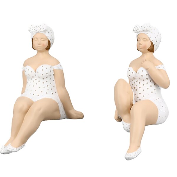 Kantensitzer Figuren Becky 2er Set aus Kunstharz in Weiß – stilvolle Deko für Bad, Fensterbank & Wohnraum