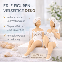 Kantensitzer Figuren Becky 2er Set aus Kunstharz in Weiß – stilvolle Deko für Bad, Fensterbank & Wohnraum