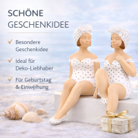 Kantensitzer Figuren Becky 2er Set aus Kunstharz in Weiß – stilvolle Deko für Bad, Fensterbank & Wohnraum