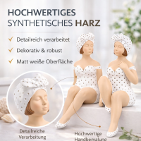 Kantensitzer Figuren Becky 2er Set aus Kunstharz in Weiß – stilvolle Deko für Bad, Fensterbank & Wohnraum