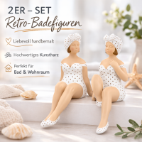 Kantensitzer Figuren Becky 2er Set aus Kunstharz in Weiß – stilvolle Deko für Bad, Fensterbank & Wohnraum