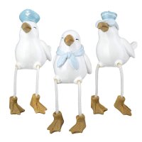 Kantensitzer Möwen Sigurd 3er Set aus Kunstharz in...