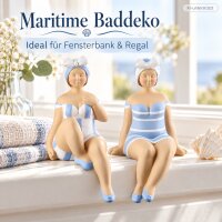Kantensitzer Dekofiguren 2er Set 13cm Blau Himmelblau aus Kunstharz