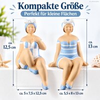 Kantensitzer Dekofiguren 2er Set 13cm Blau Himmelblau aus Kunstharz