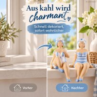 Kantensitzer Dekofiguren 2er Set 13cm Blau Himmelblau aus Kunstharz