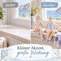 Kantensitzer Dekofiguren 2er Set 13cm Blau Himmelblau aus Kunstharz