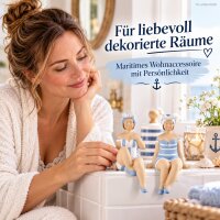 Kantensitzer Dekofiguren 2er Set 13cm Blau Himmelblau aus Kunstharz