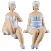 Kantensitzer Figuren Becky 2er Set aus Kunstharz in Blau...