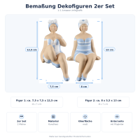 Kantensitzer Figuren Becky 2er Set aus Kunstharz in Blau Weiß – stilvolle Deko für Bad, Fensterbank & Wohnraum