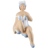 Kantensitzer Figuren Becky 2er Set aus Kunstharz in Blau Weiß – stilvolle Deko für Bad, Fensterbank & Wohnraum
