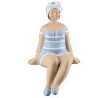 Kantensitzer Figuren Becky 2er Set aus Kunstharz in Blau Weiß – stilvolle Deko für Bad, Fensterbank & Wohnraum