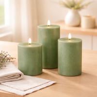 LED Kerze mit Timerfunktion Salbei Grün
